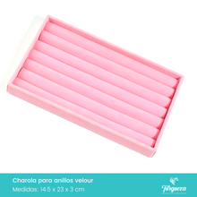 Cargar imagen en el visor de la galería, Exhibidor Charola Para Anillos Tela Terciopelo Rosa
