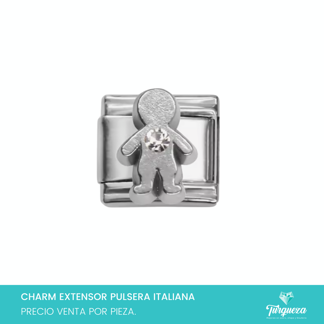 Dije Charm Niño para Pulsera Tipo Italiana Plateado Acero Inoxidable