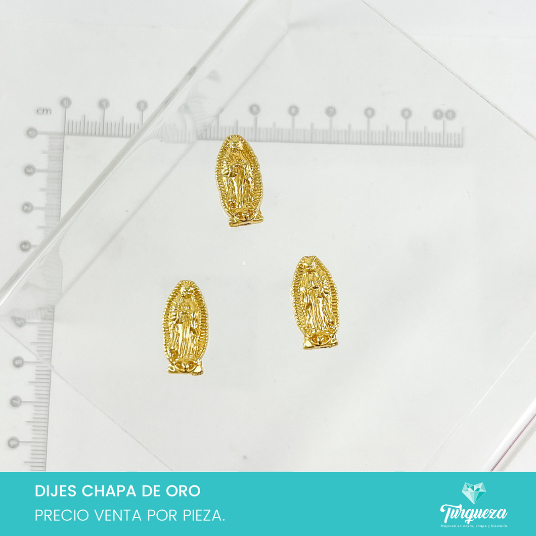 Dije Trasversal Virgen de Guadalupe 2x1cm Chapa de Oro