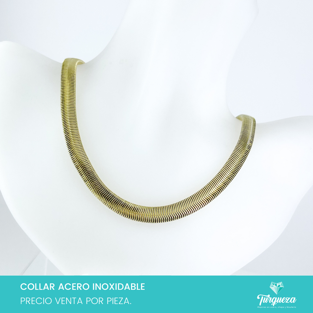 Cadena Choker Planchada Dorada (43cm-8mm) Acero Inoxidable