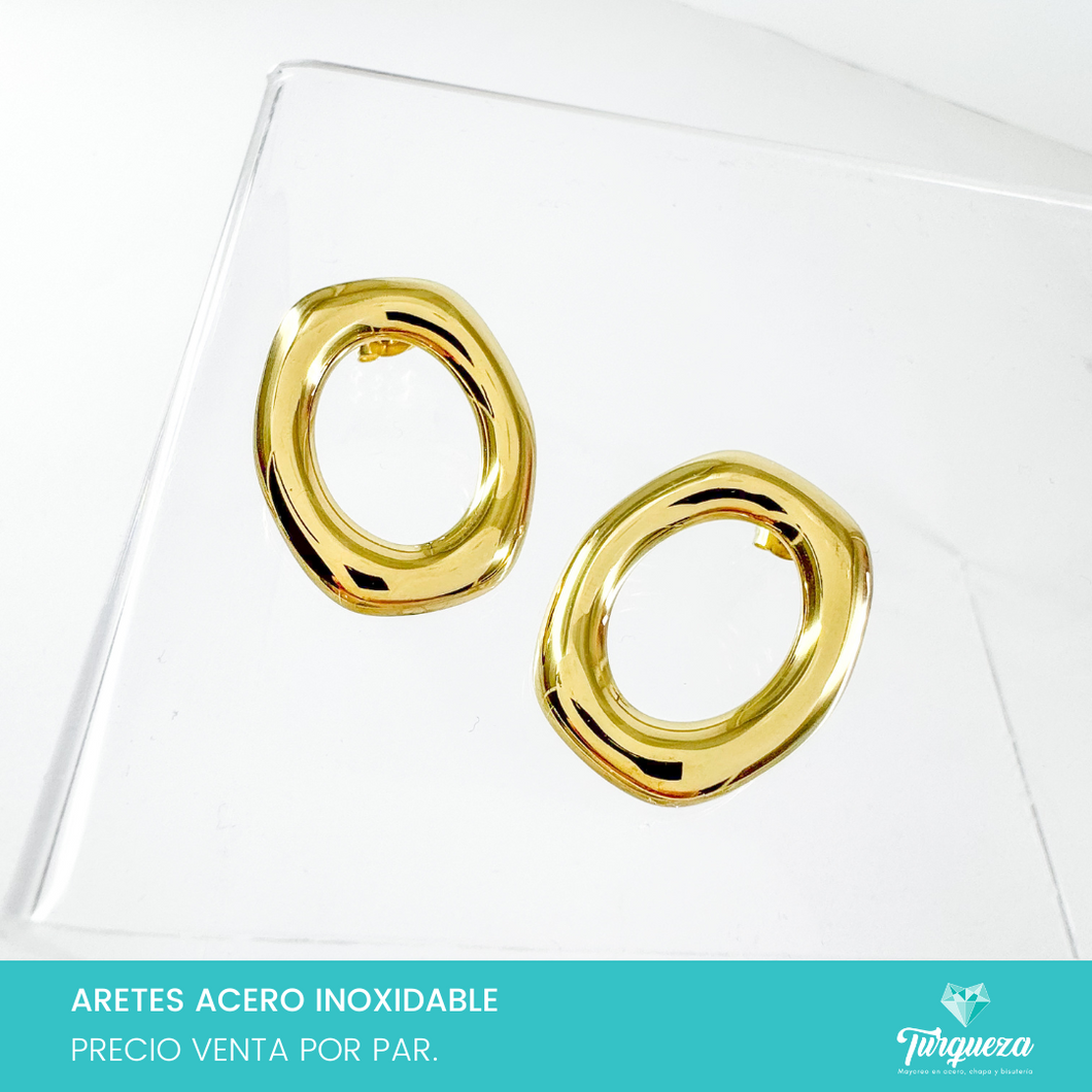 Arete Circulo 2.5cm Dorado Acero Inoxidable