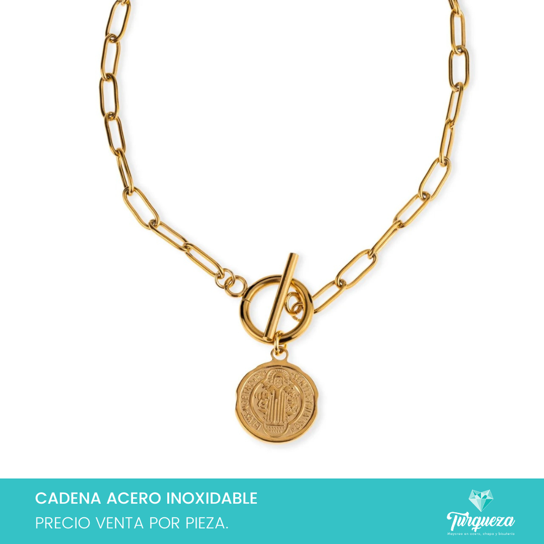 Collar San Benito Dorado Acero Inoxidable