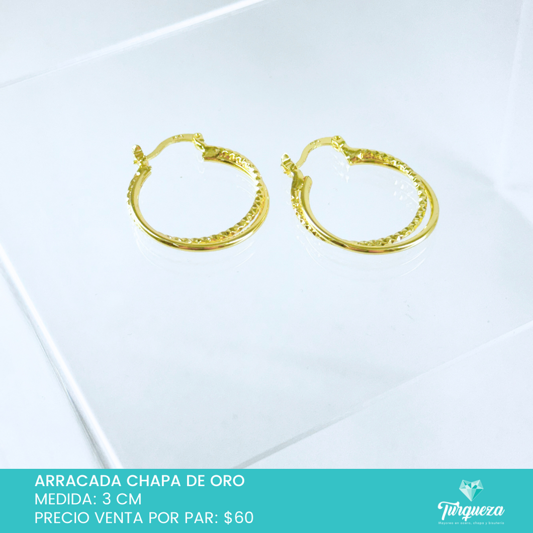 Arracada Doble Chapa de Oro