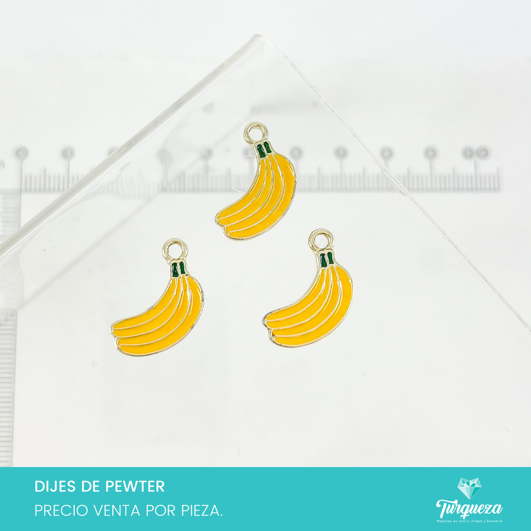 Dije Platano Banana Esmaltado Dorado (2x1cm) Pewter