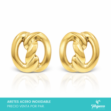 Cargar imagen en el visor de la galería, Arete Ondulado Dorado (3cm) Acero Inoxidable
