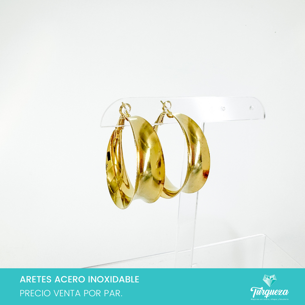 Arete Arracada 3.5cm Dorado Acero Inoxidable