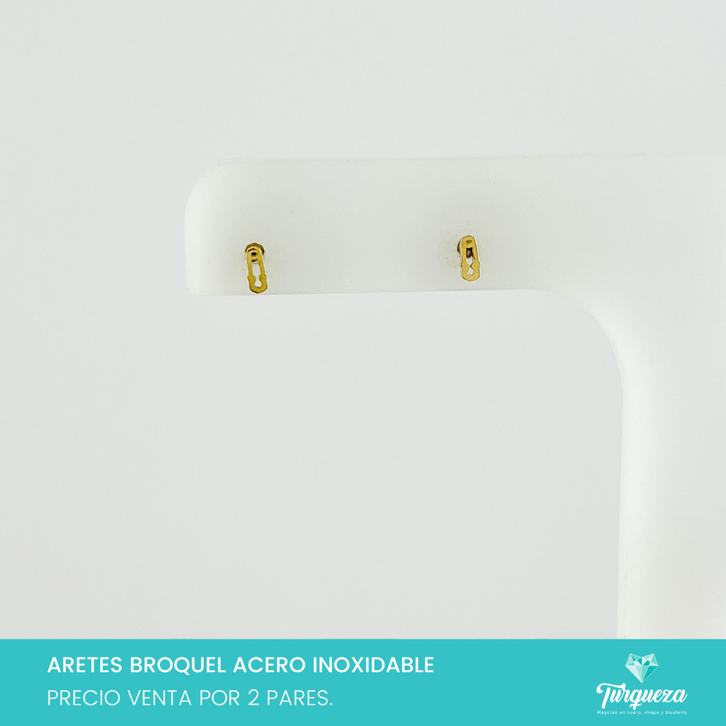 Aretes Broquel Segurito Dorado (2 pares) Acero Inoxidable