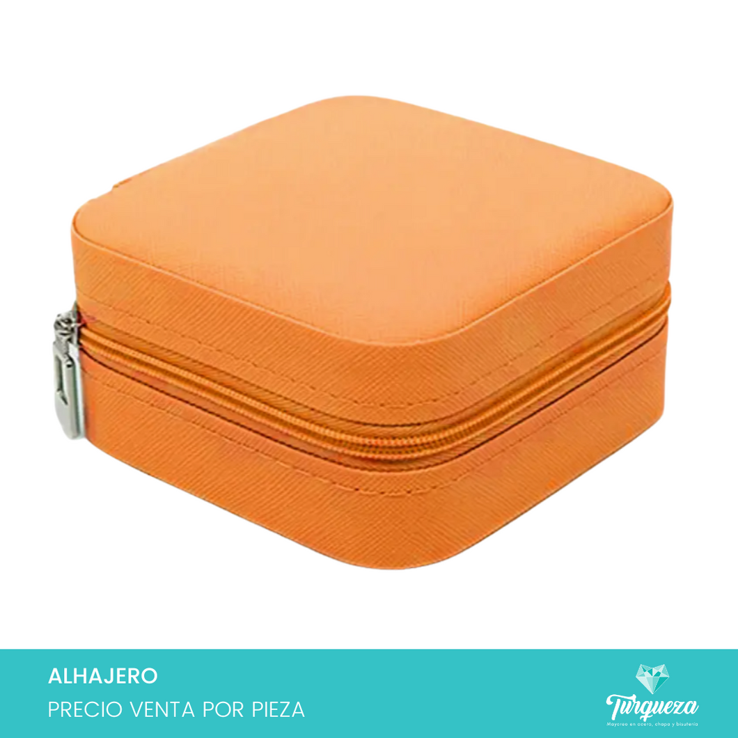 Joyero Vinipiel Naranja Mini Estuche Organizadora de Joyería