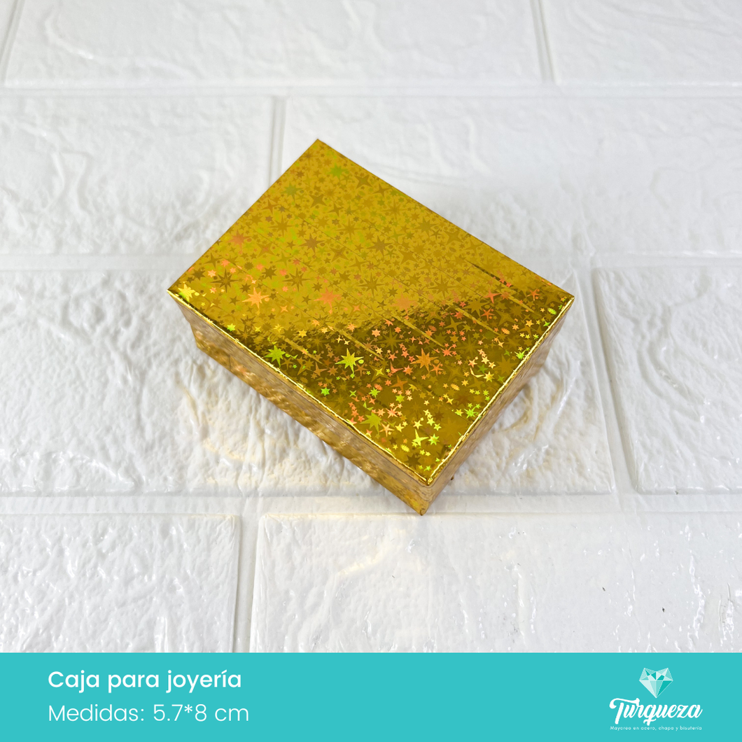 Caja de Joyería Dorada Tornasol Estrellas (5.7*8cm)