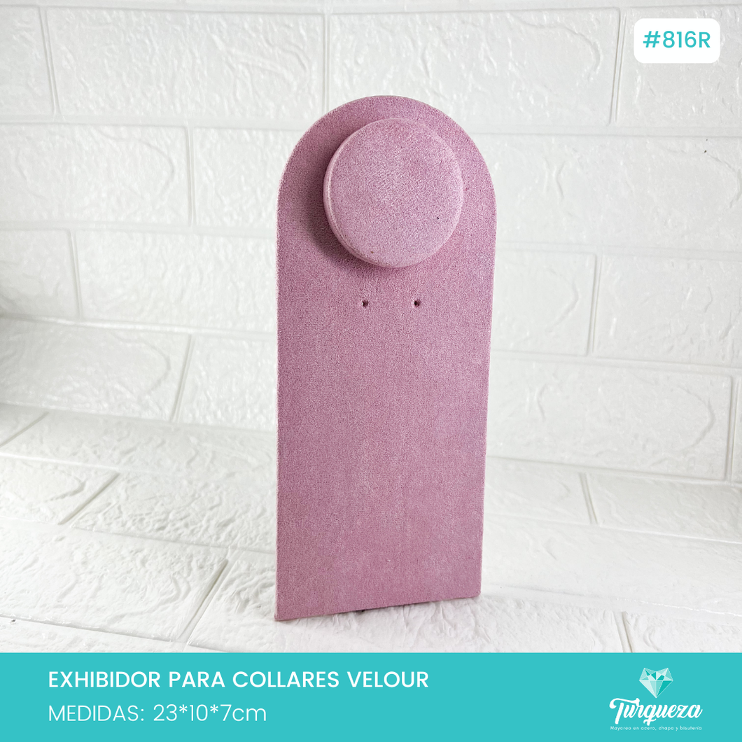 Exhibidor Cuello Plano Tela Rosa