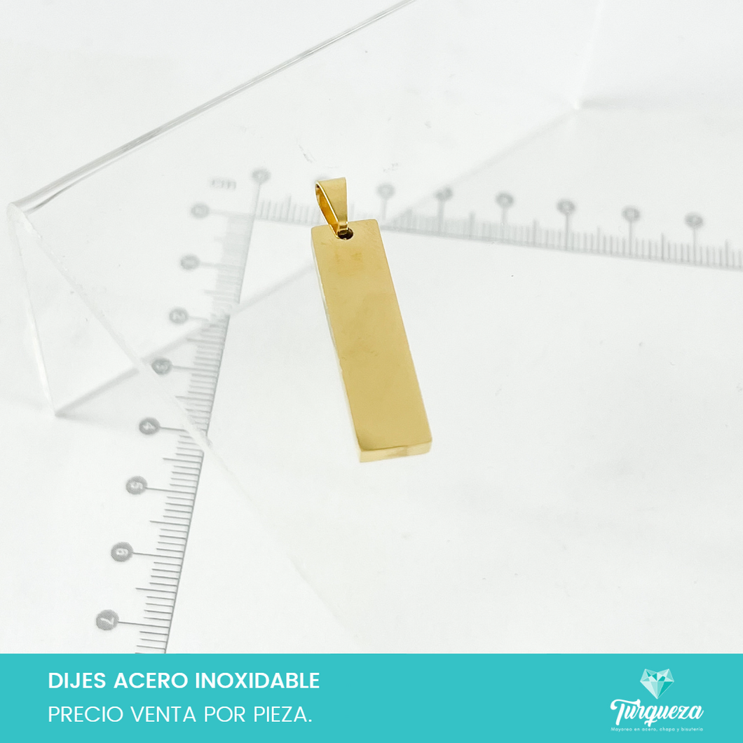 Dije para Grabar Rectangulo Dorado Acero Inoxidable