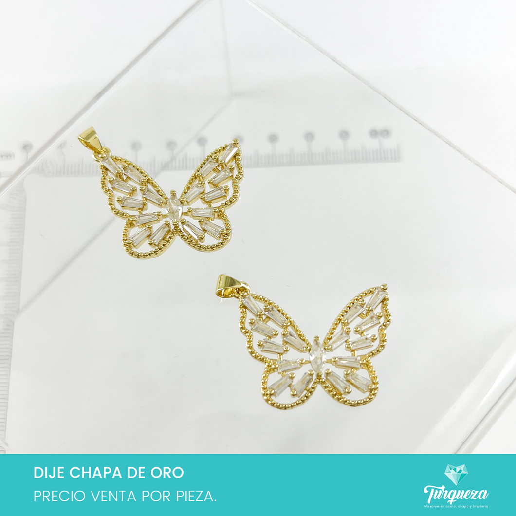 Dije Mariposa  Zirconias Chapa de Oro