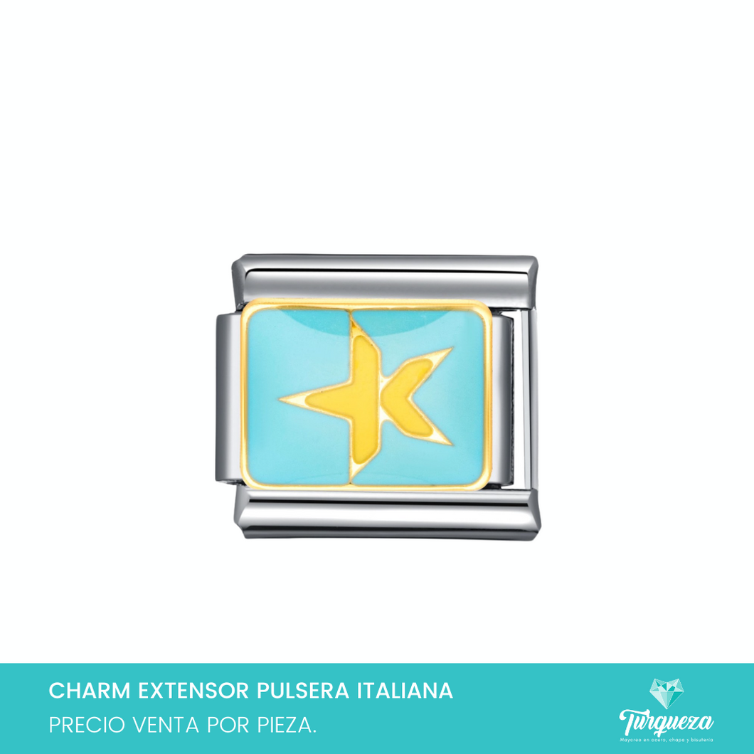 Dije Charm Estrella para Pulsera Tipo Italiana Plateado Acero Inoxidable