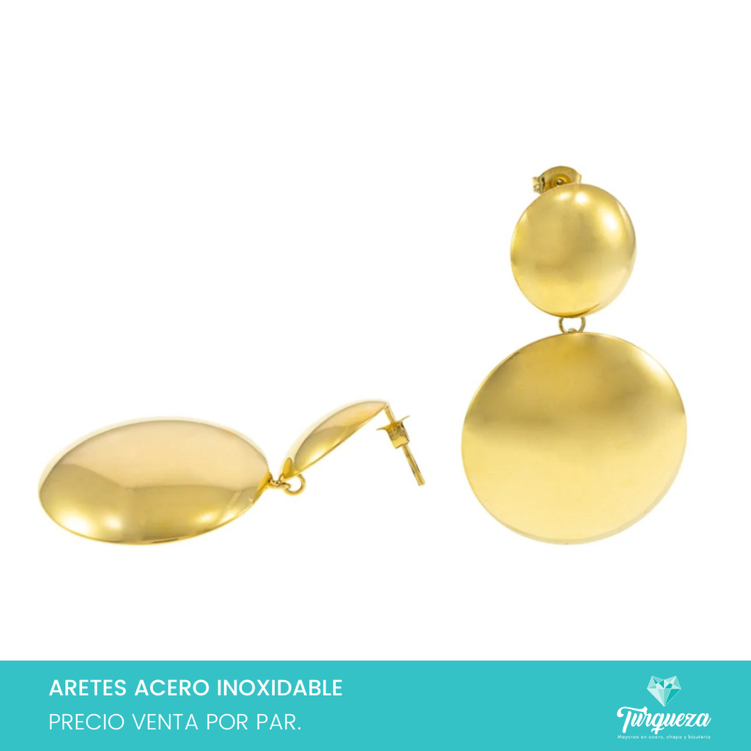 Arete Doble Chunky GDE Dorado (4.5cm) Acero Inoxidable