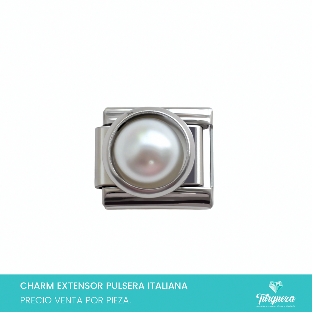 Dije Charm Perla para Pulsera Tipo Italiana Acero Inoxidable