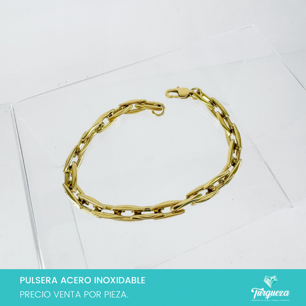 Pulsera Espiga Dorado Acero Inoxidable
