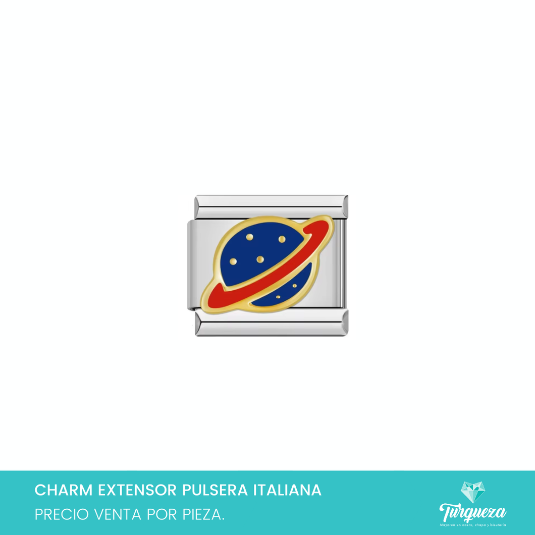 Dije Charm Planeta para Pulsera Tipo Italiana Plateado Acero Inoxidable