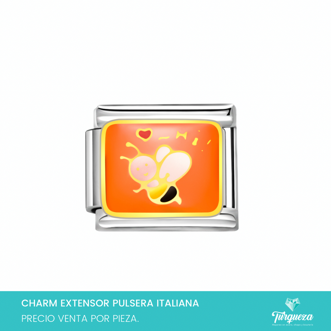 Dije Charm Abeja para Pulsera Tipo Italiana Plateado Acero Inoxidable