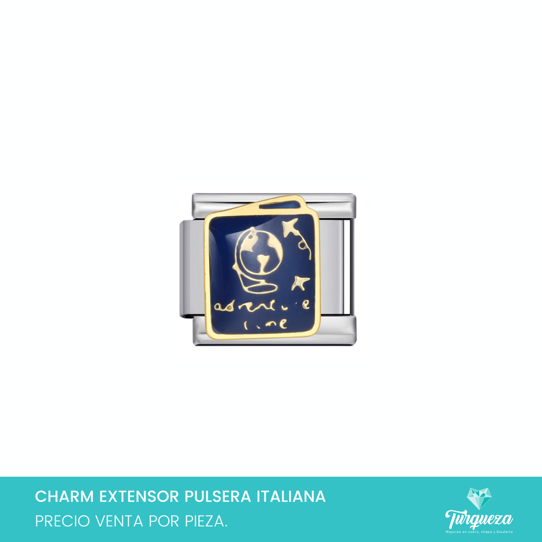 Dije Charm Pasaporte para Pulsera Tipo Italiana Plateado Acero Inoxidable