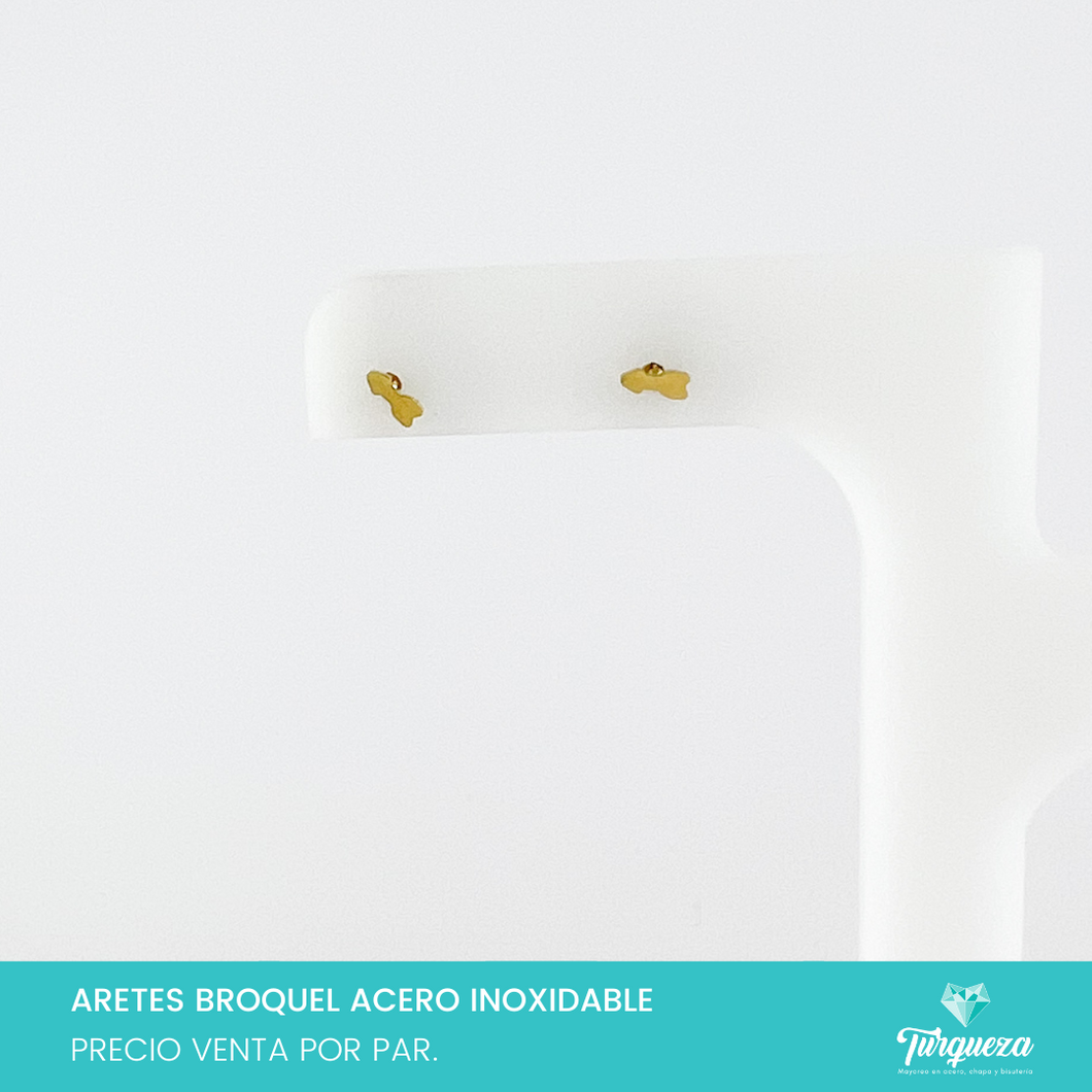 Aretes Broquel Flecha Dorado Acero Inoxidable