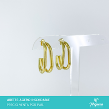 Load image into Gallery viewer, Arete Oval Doble 2.5cm Dorada Acero Inoxidable
