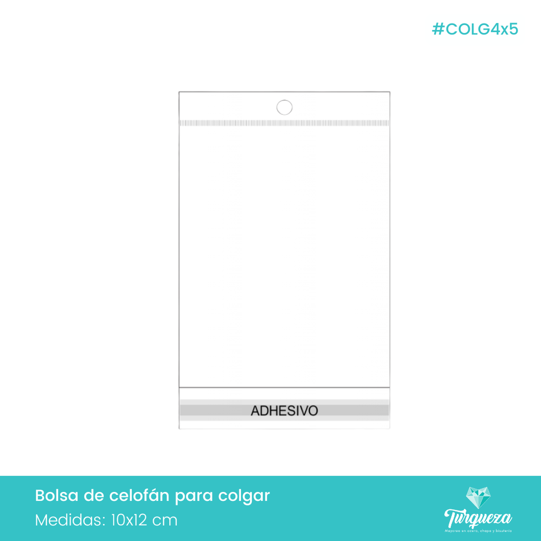 Bolsa Para Colgar de Celofán con adhesivo 4''x5'' (9x12cm) Empaque