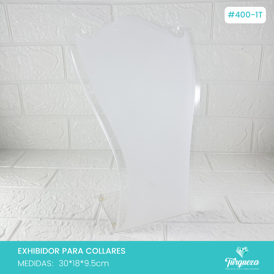 Exhibidor Cuello B GDE Collar y Aretes Transparente Glass