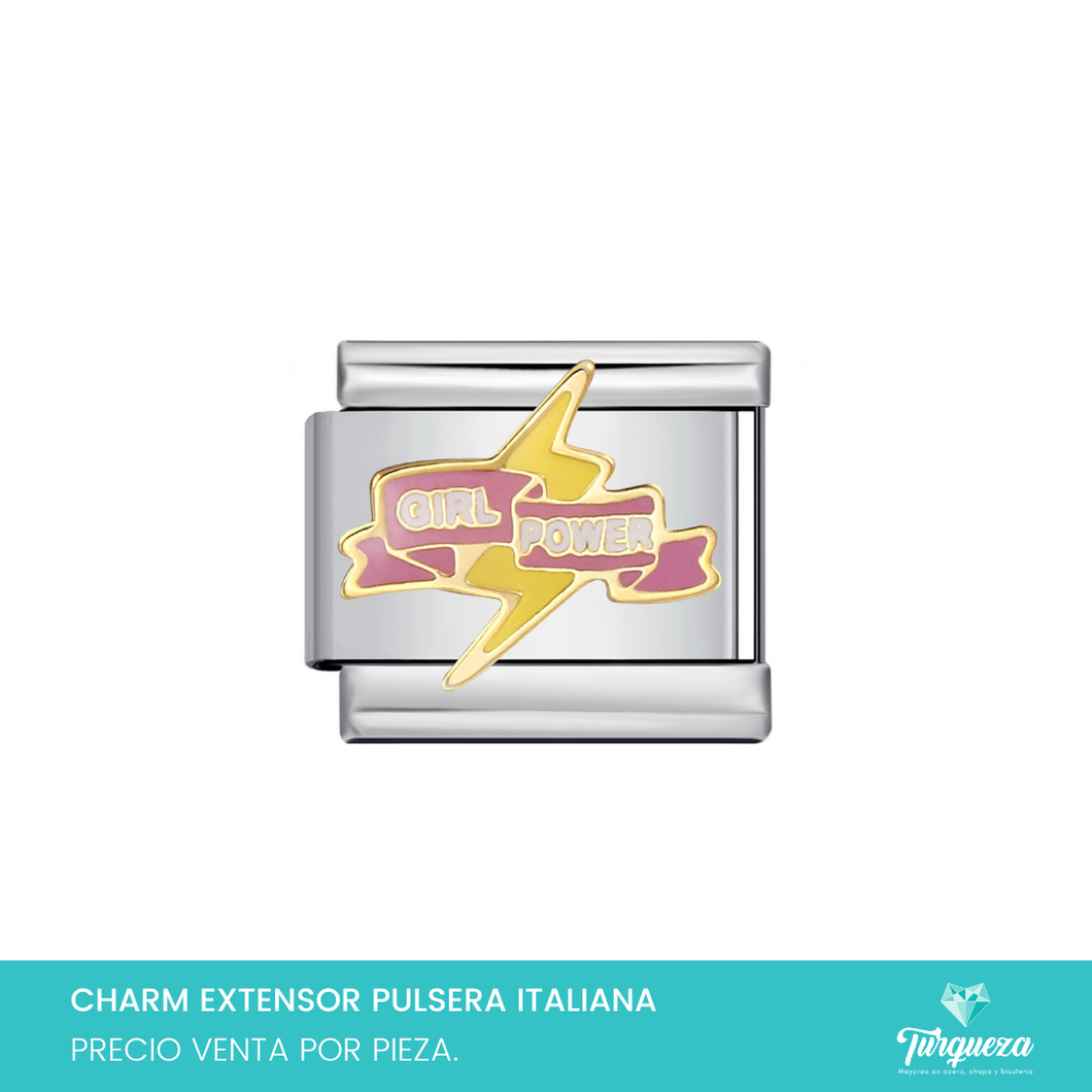 Dije Charm Girl Power para Pulsera Tipo Italiana Acero Inoxidable