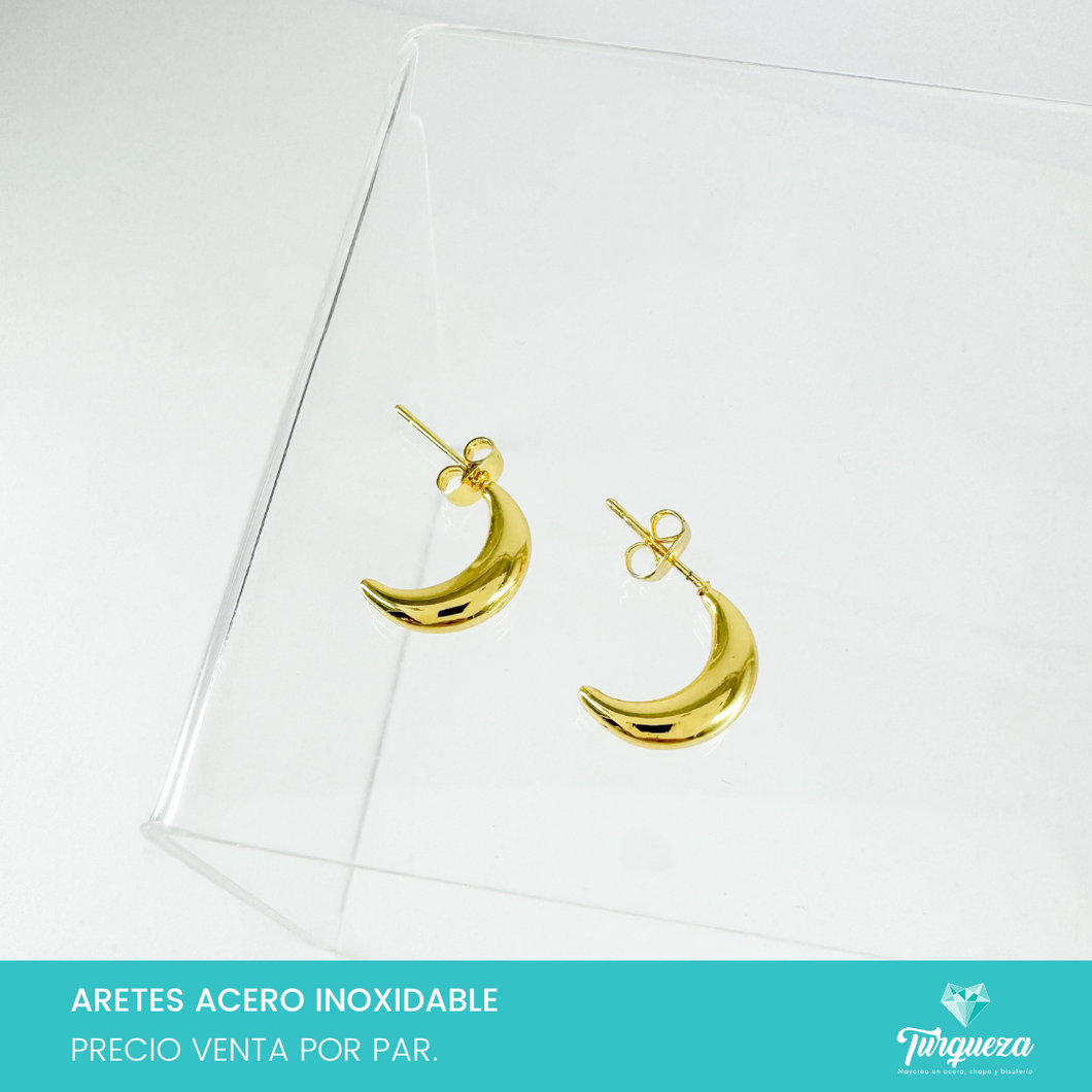 Aretes Luna Chica 1.5cm Acero Inoxidable