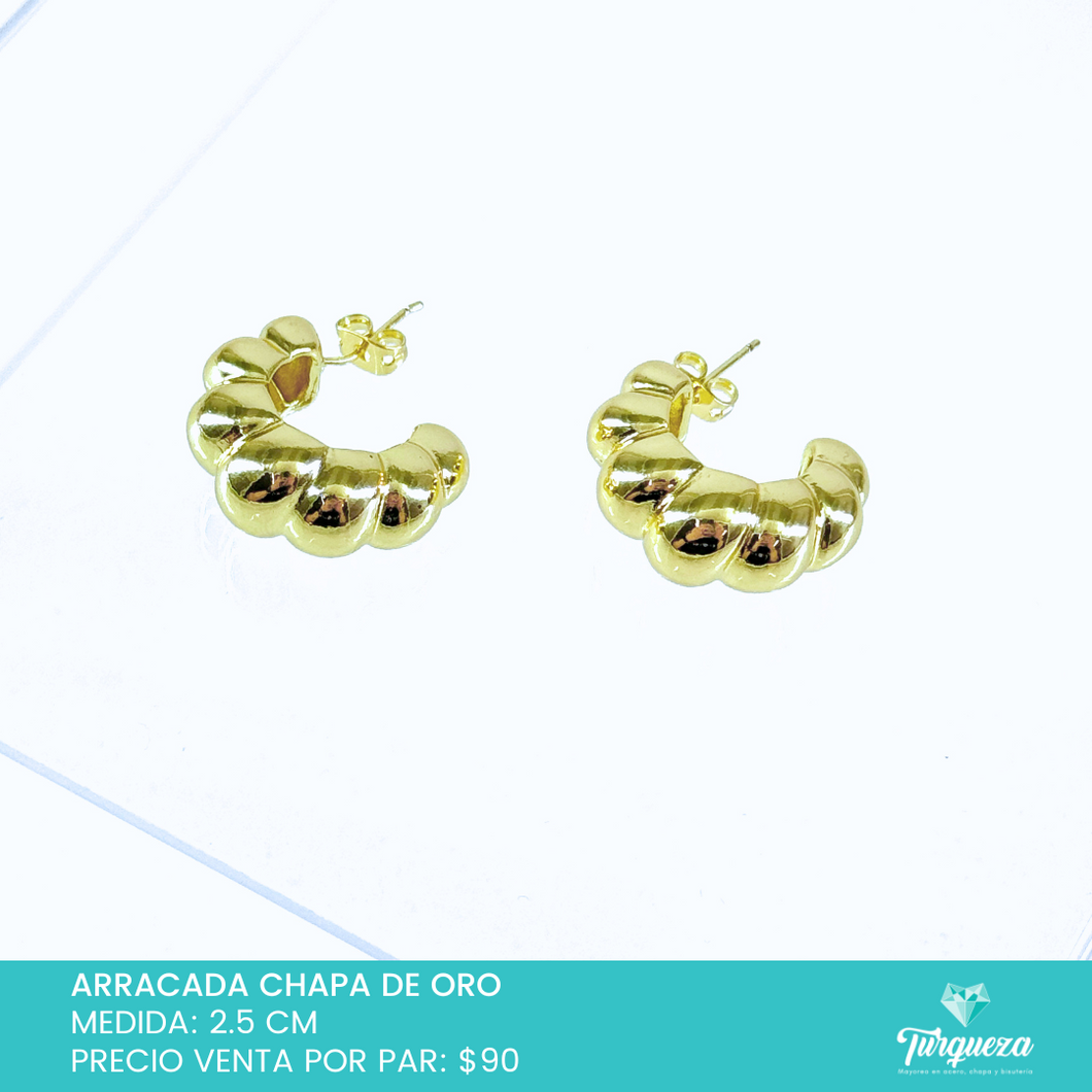 Arete Oruga Chapa de Oro