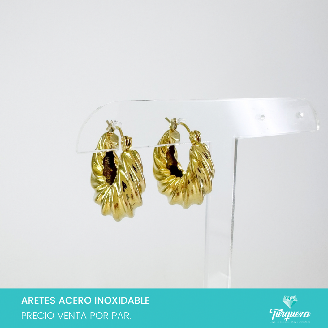 Arete Arracada Dorado 2.5cm Acero Inoxidable