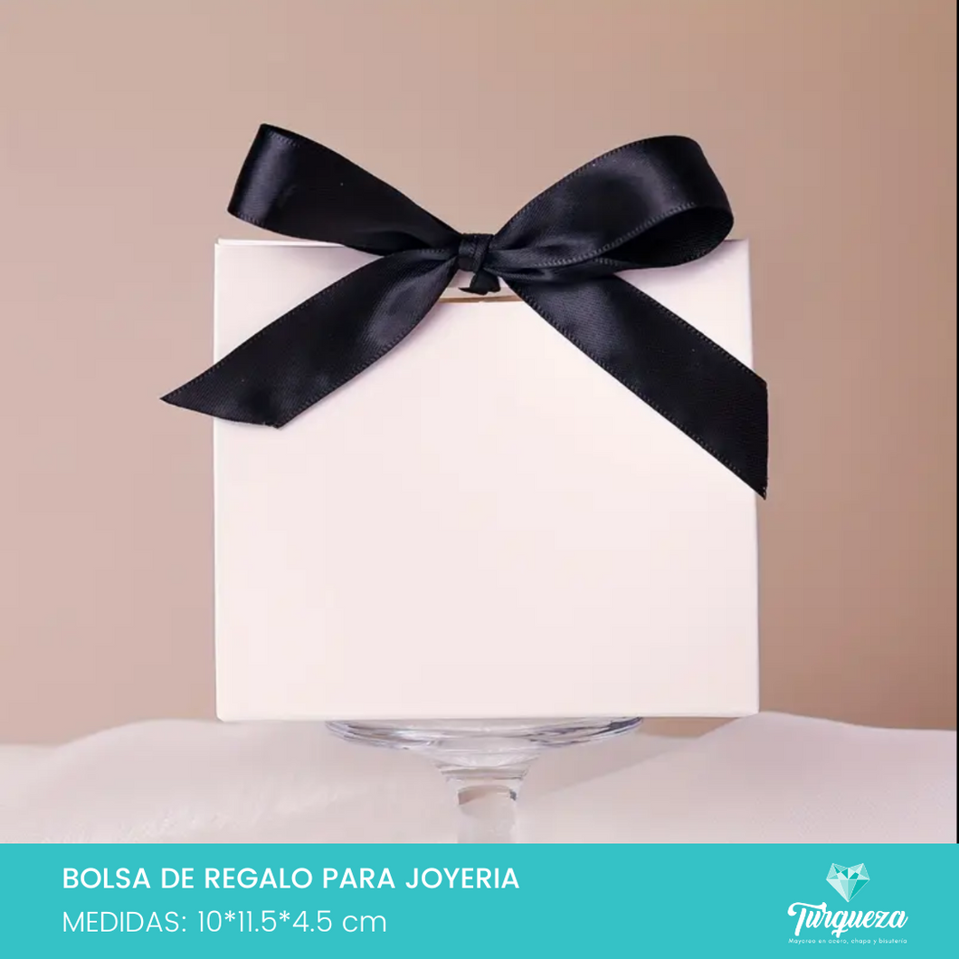 Envoltura de Regalo Blanco con Moño Negro (10x11.5x4.5cm)