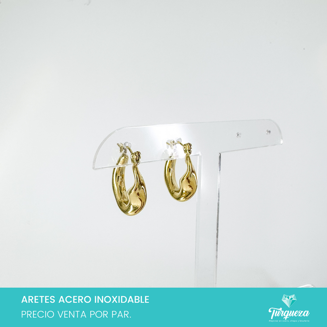 Arete Arracada Curly 2cm Dorado Acero Inoxidable