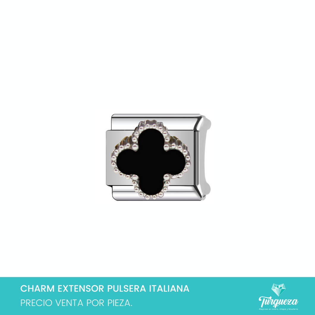 Dije Charm Trebol para Pulsera Tipo Italiana Plateado Acero Inoxidable