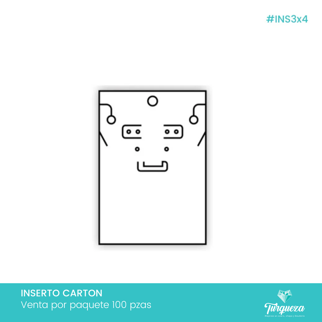Inserto de Cartón para joyería 3''x4'' (7x10 cm) Empaque