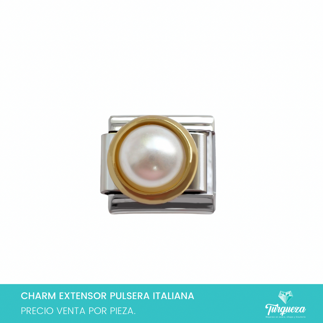 Dije Charm Perla para Pulsera Tipo Italiana Acero Inoxidable
