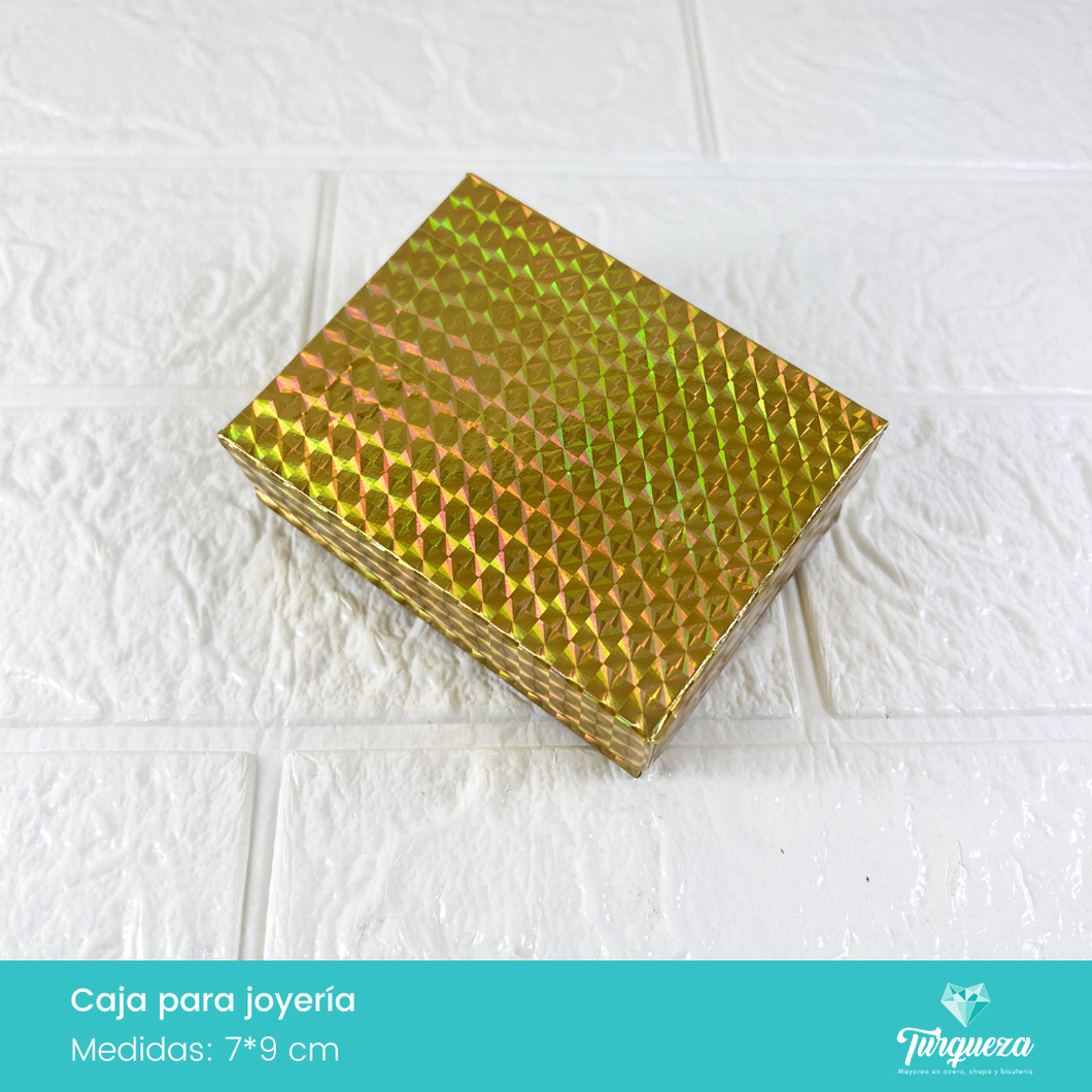 Caja de Joyería Dorada Tornasol Cubos (7*9cm)