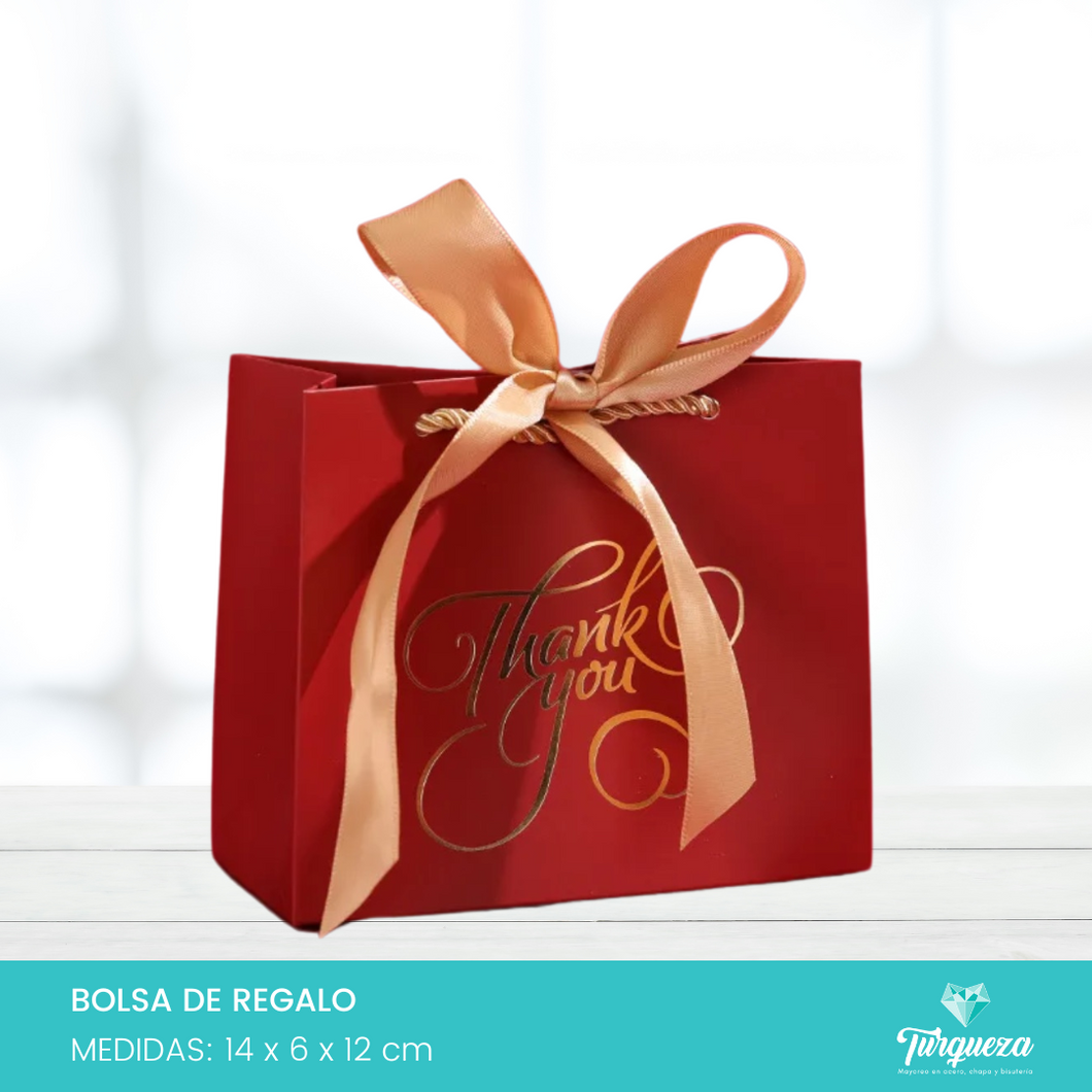 Envoltura de Regalo Thank You con Moño Rojo (14x6x12cm)