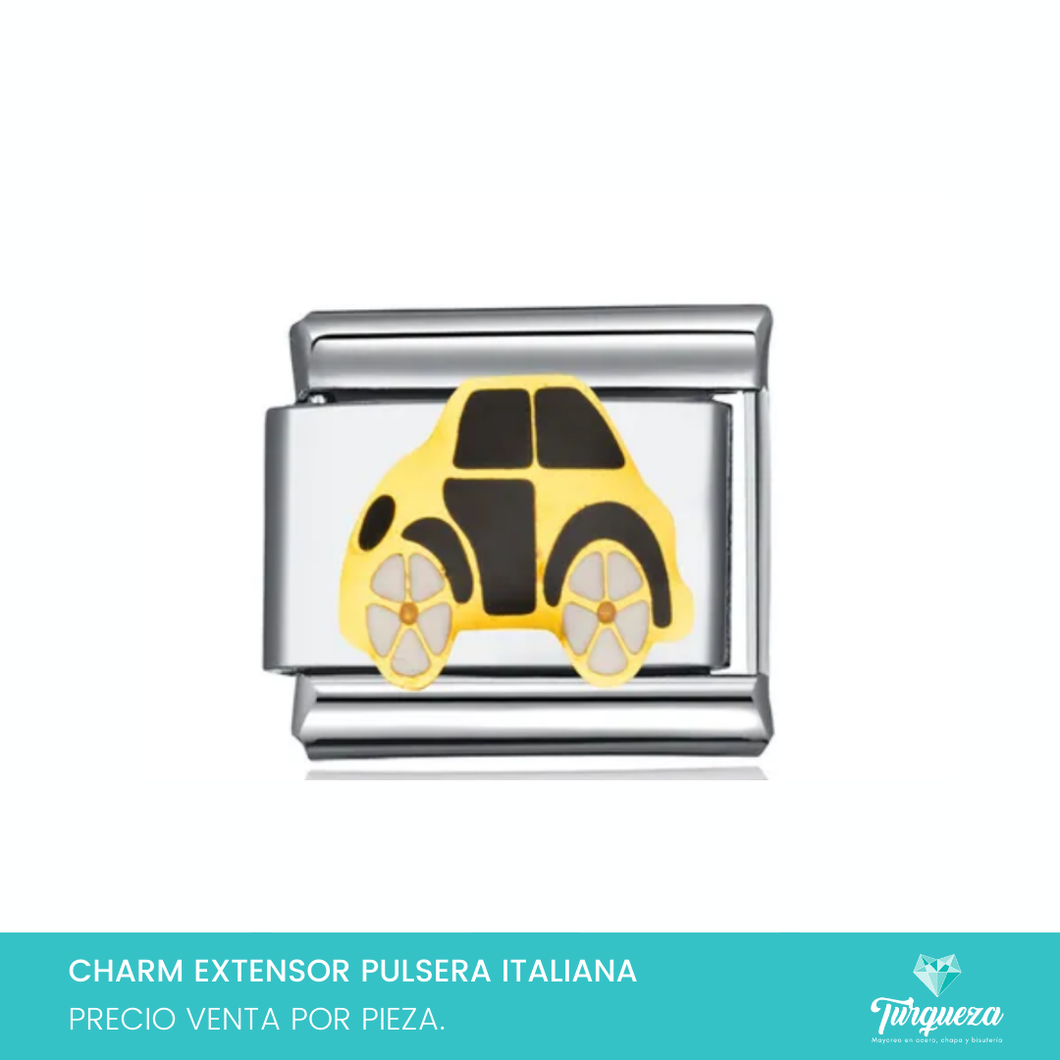 Dije Charm Carro para Pulsera Tipo Italiana Plateado Acero Inoxidable