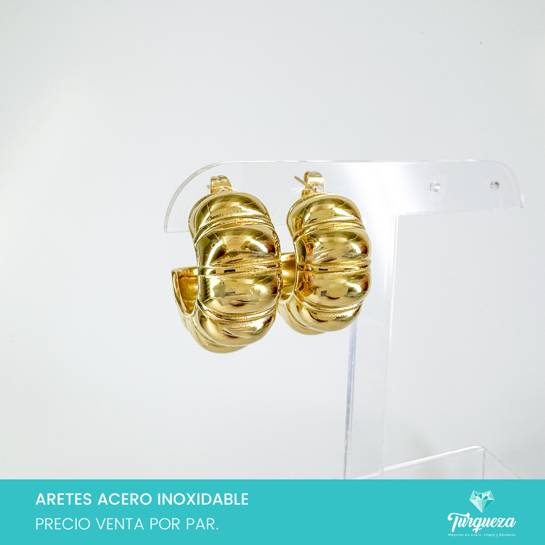 Arete Armadillo Chunky 3cm Dorado Acero Inoxidable