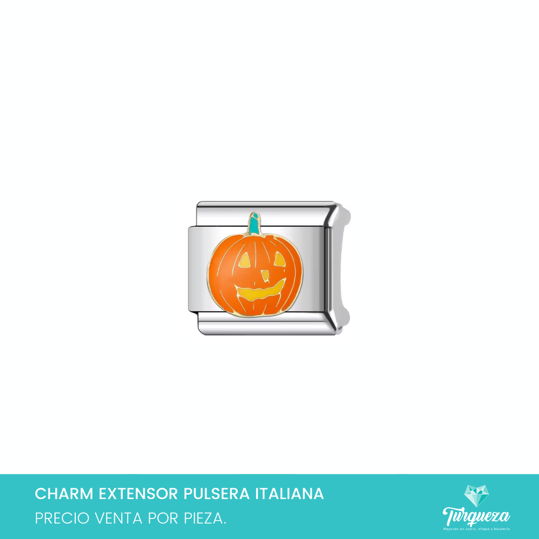 Dije Charm Calabaza para Pulsera Tipo Italiana Plateado Acero Inoxidable