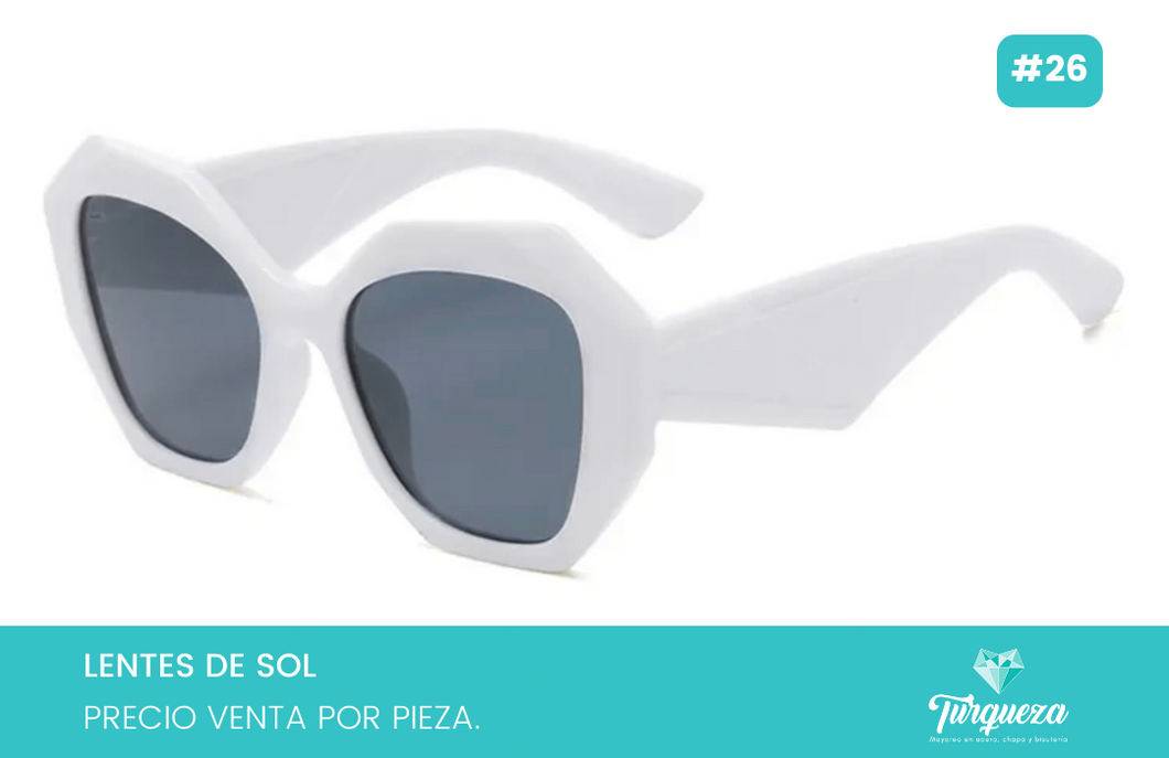 Lentes de Sol Geometricos Blancos #26