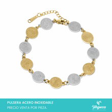 Cargar imagen en el visor de la galería, Pulsera Dijes San Benito Bitono Acero Inoxidable

