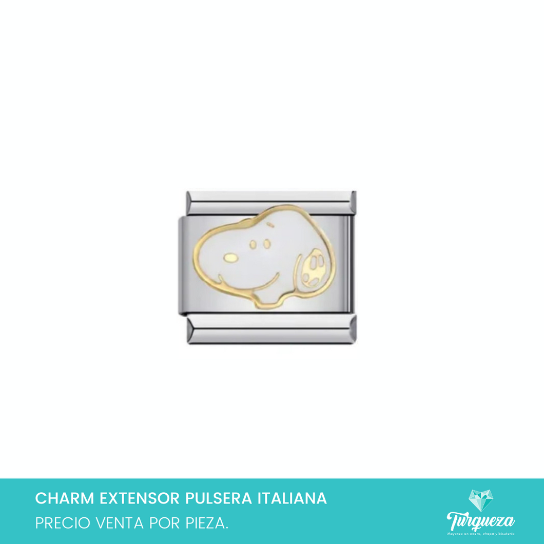 Dije Charm Perrito Caricatura para Pulsera Tipo Italiana Plateado Acero Inoxidable