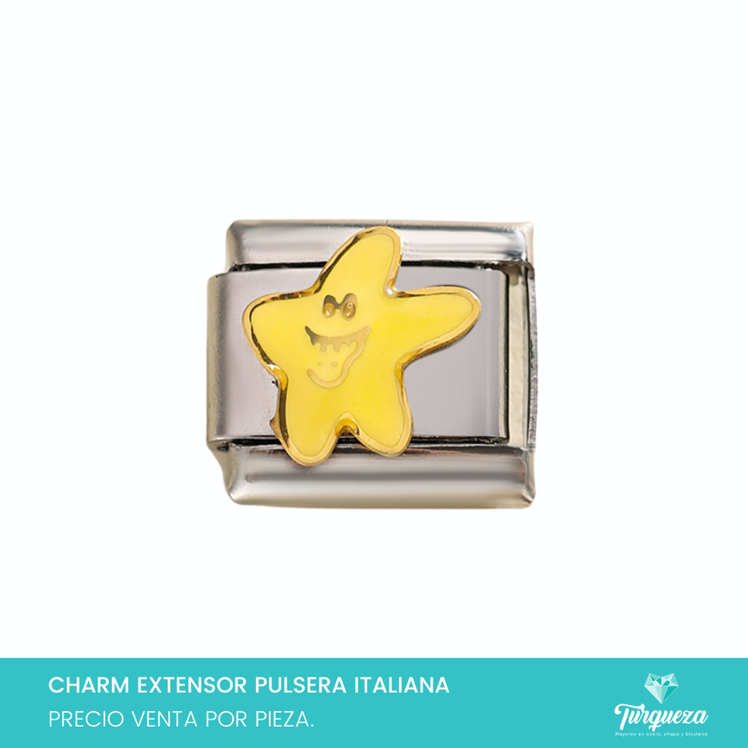 Dije Charm Estrella Caricatura para Pulsera Tipo Italiana Acero Inoxidable