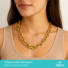 Cargar imagen en el visor de la galería, Cadena Argollas Chunky Dorado (43cm-11mm) Acero Inoxidable
