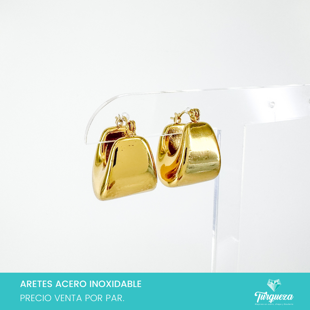 Arete Arracada Chunky 2cm Dorado Acero Inoxidable