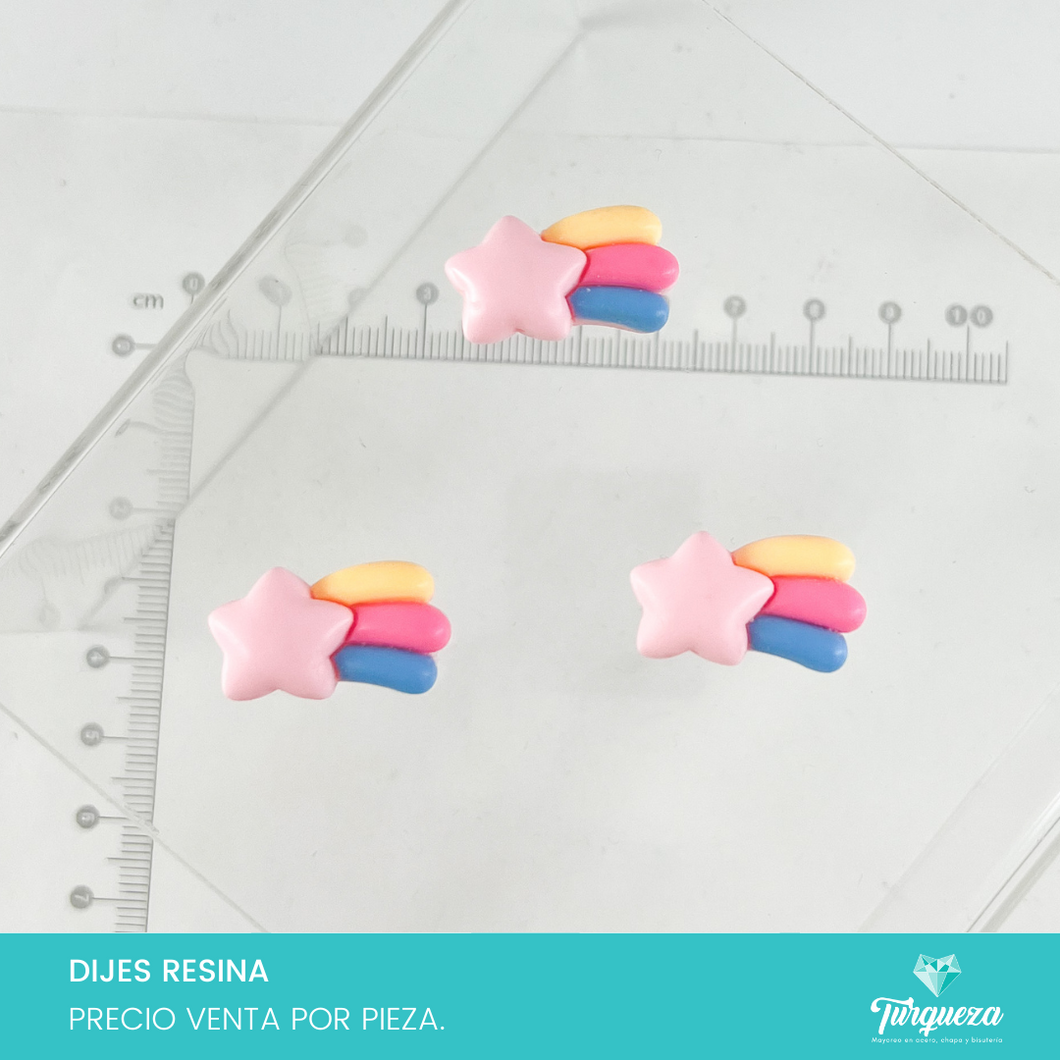 Dije Trasversal Estrella Fugaz Arcoiris (2.6x1.3cm) Resina