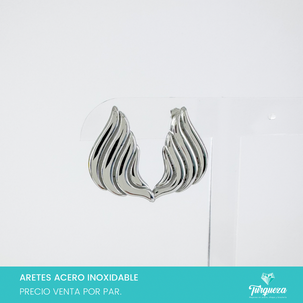 Arete Lineas Plateado 2cm Acero Inoxidable