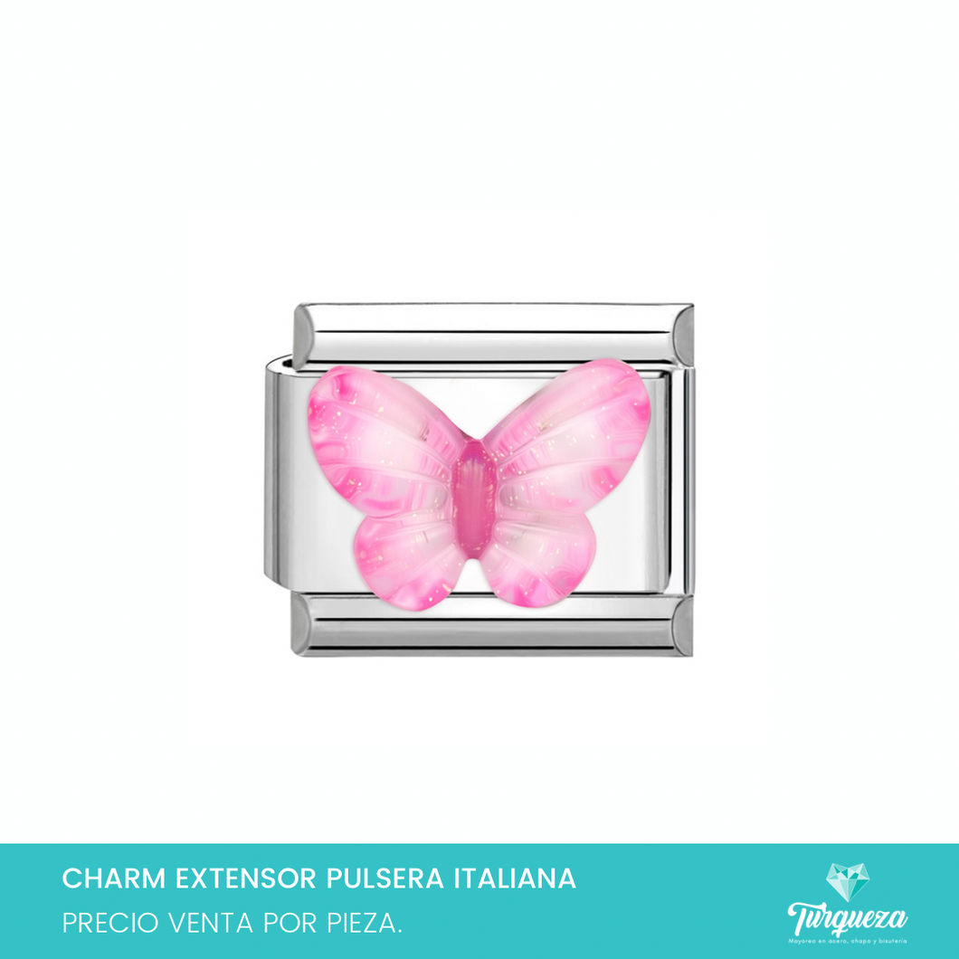 Dije Charm Mariposa para Pulsera Tipo Italiana Plateado Acero Inoxidable